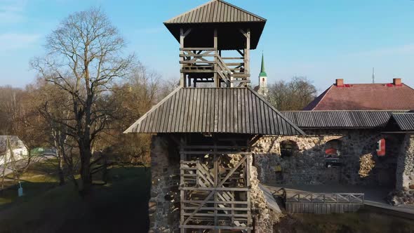 Latvia, Limbazi Medieval Castle Ruins  With New Created High Observation Tower alt