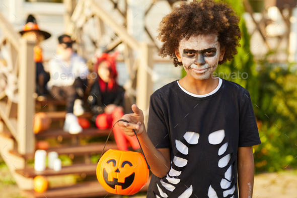 African-American Boy on Halloween - Stock Photo - Images