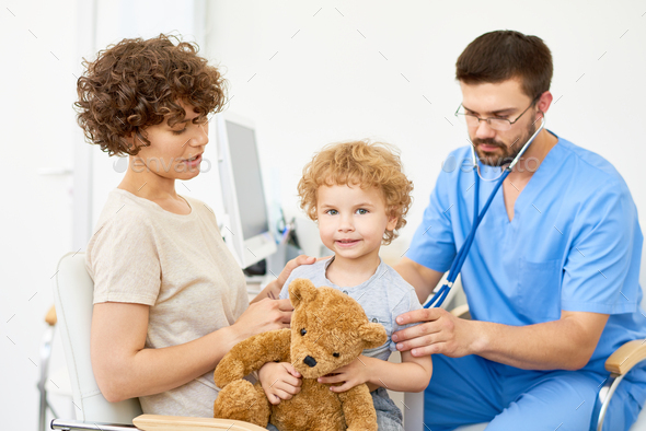 Mother and Child in Pediatric Office - Stock Photo - Images