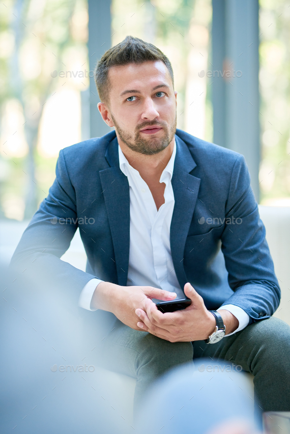 Handsome Entrepreneur at Office Lobby - Stock Photo - Images