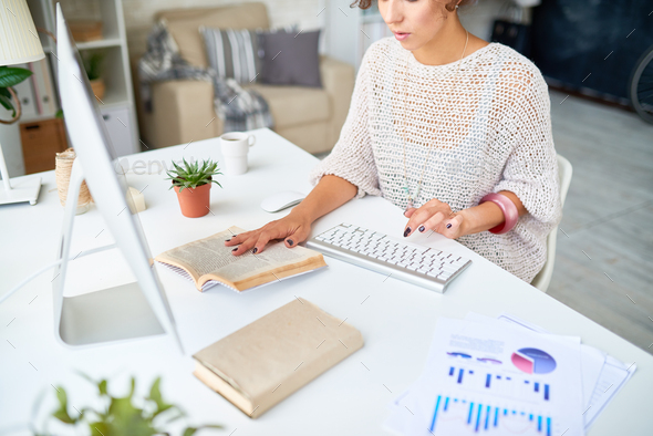 Modern Young Woman Working from home - Stock Photo - Images