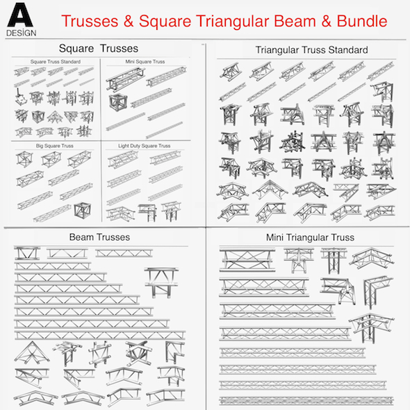 Trusses Square Triangular - 3Docean 19034085