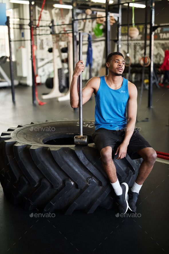 Handsome African-American Man with Cross Training Equipment - Stock Photo - Images