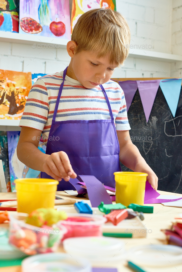 Little Boy in Art and Craft Class