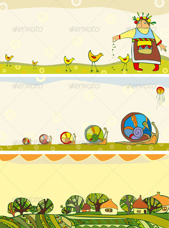 Banner Season Set Horizontal - Seasons Nature