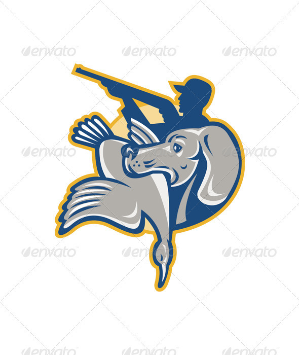 Retriever Dog With Goose Bird Hunter Shooting