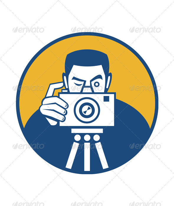 Photographer With Camera Retro
