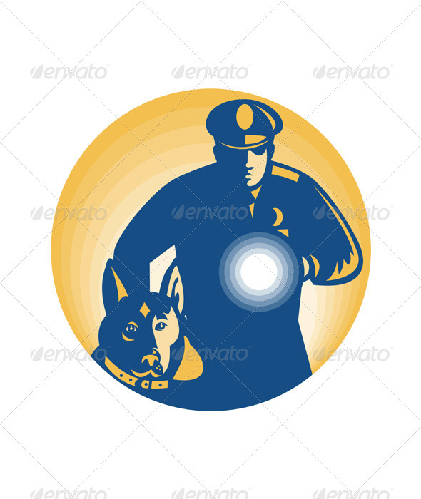 Security Guard Policeman Police Dog - People Characters