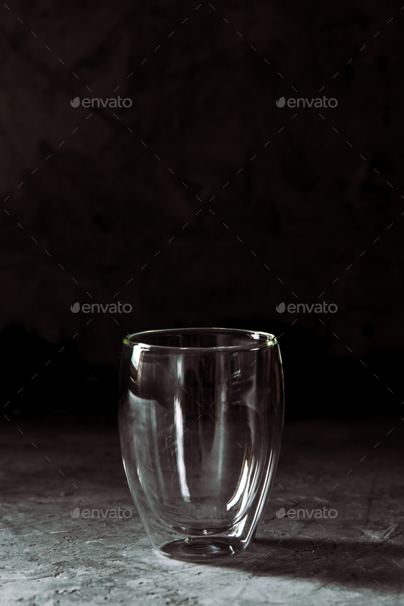 glass on black background