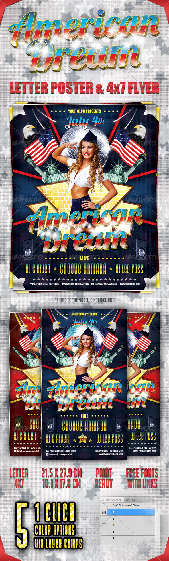American Dream Party Poster and Flyer - Clubs & Parties Events