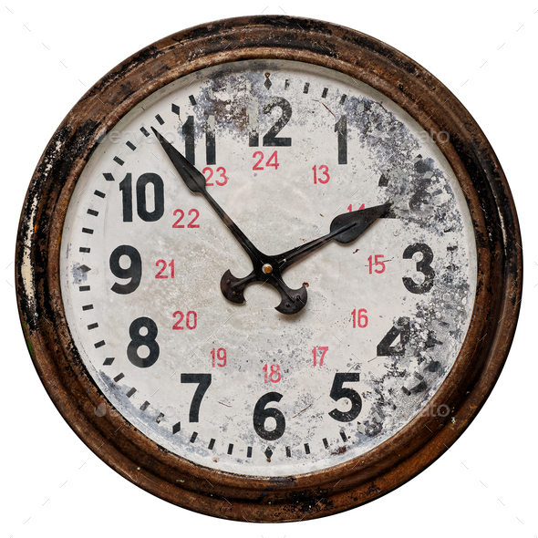 Old round wall clock Stock Photo by sergeyskleznev PhotoDune