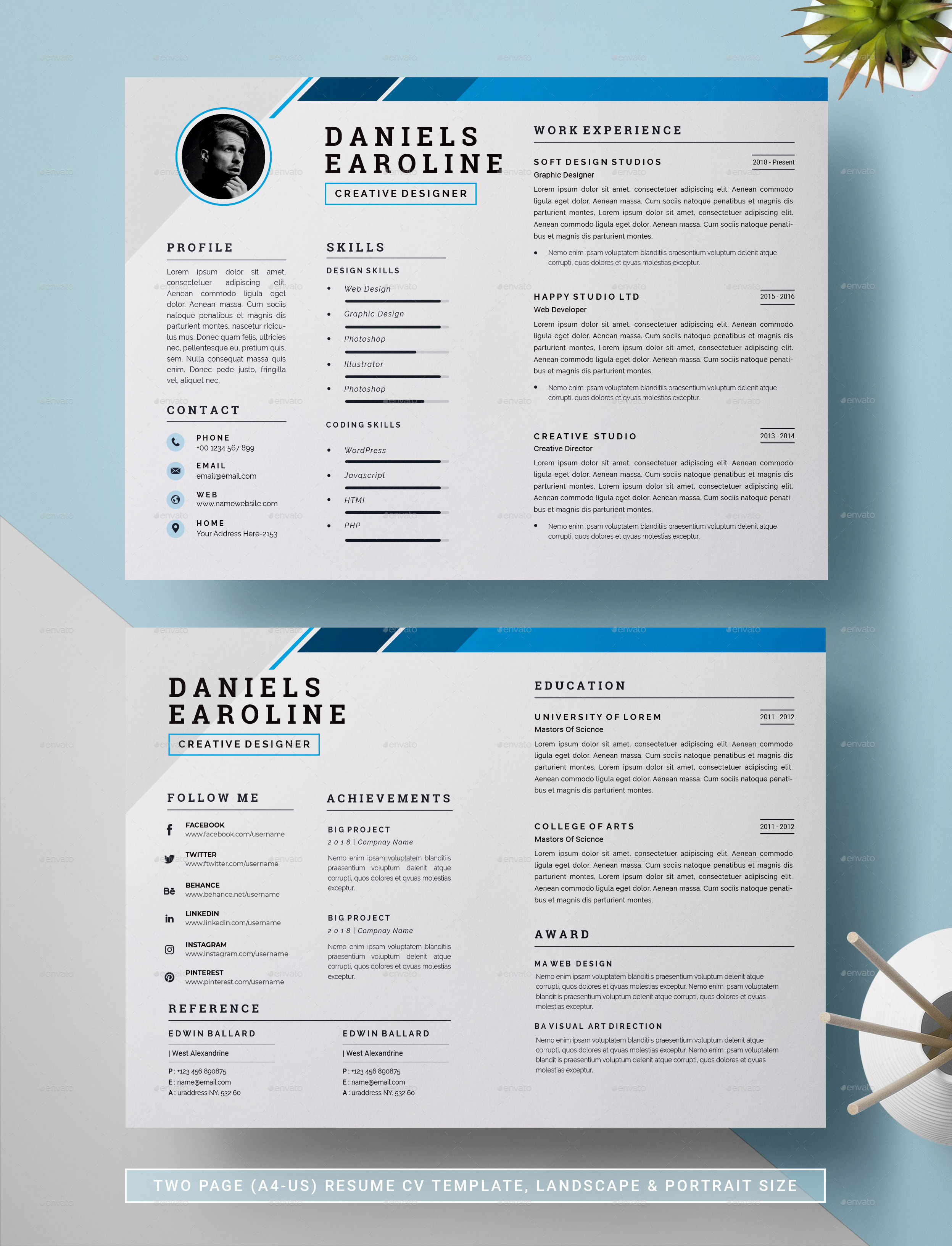 Resume And Cover Letter (3 Page), Print Templates | GraphicRiver