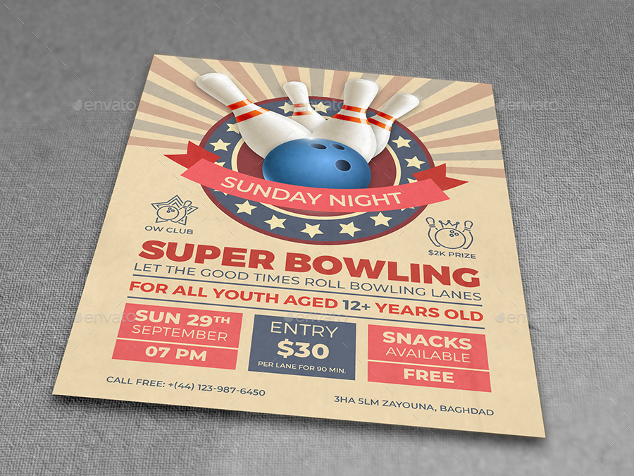 Bowling Flyer Template by OWPictures | GraphicRiver