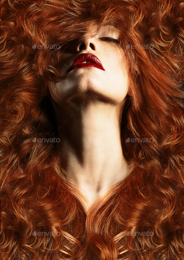 Portrait of red hair mid-adult woman - Stock Photo - Images