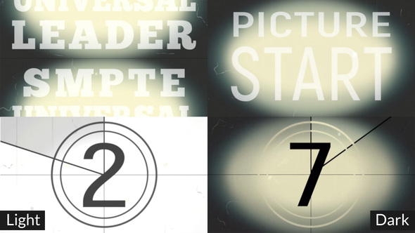4K Vintage film countdown Light & Dark + dust & scratch overlays V2