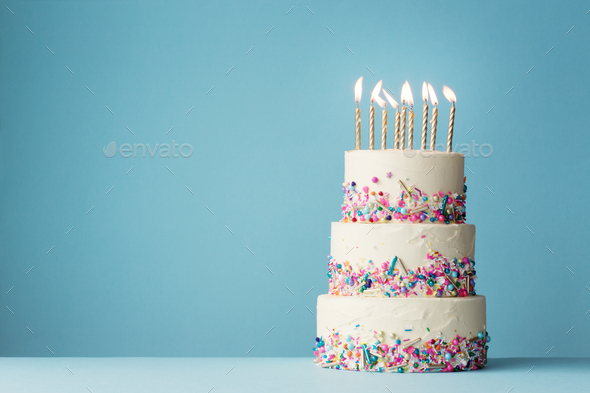 Download Tiered Birthday Cake With Sprinkles Stock Photo By Ruthblack Photodune