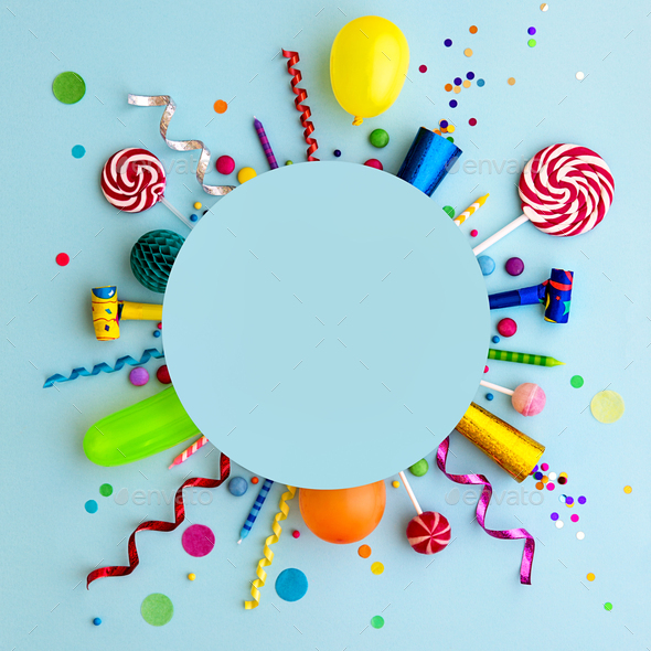 Colorful Birthday Party Flat Lay Background Stock Photo By Ruthblack
