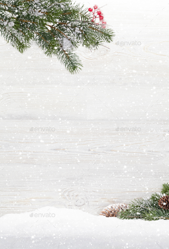 Christmas backdrop with fir tree branch - Stock Photo - Images