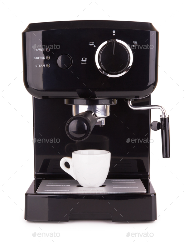 Coffee maker isolated on a white background Stock Photo by pioneer111