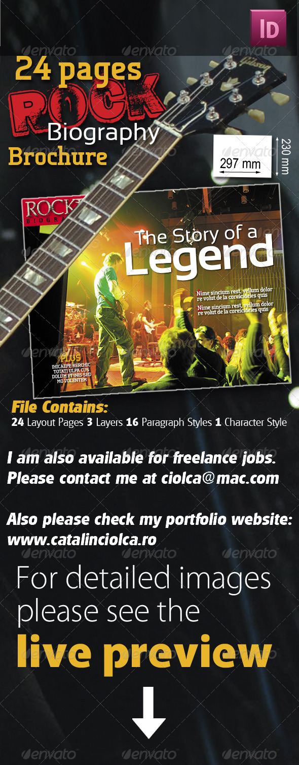 24 Pages Rock Biography Brochure - Magazines Print Templates