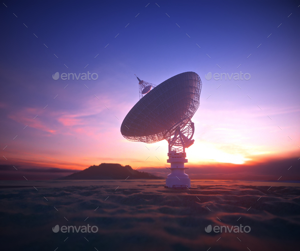 Antenna Satellite Dish Clipping Path Included - Stock Photo - Images
