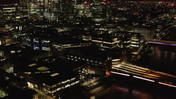 Fly Above Thames River at Night alt