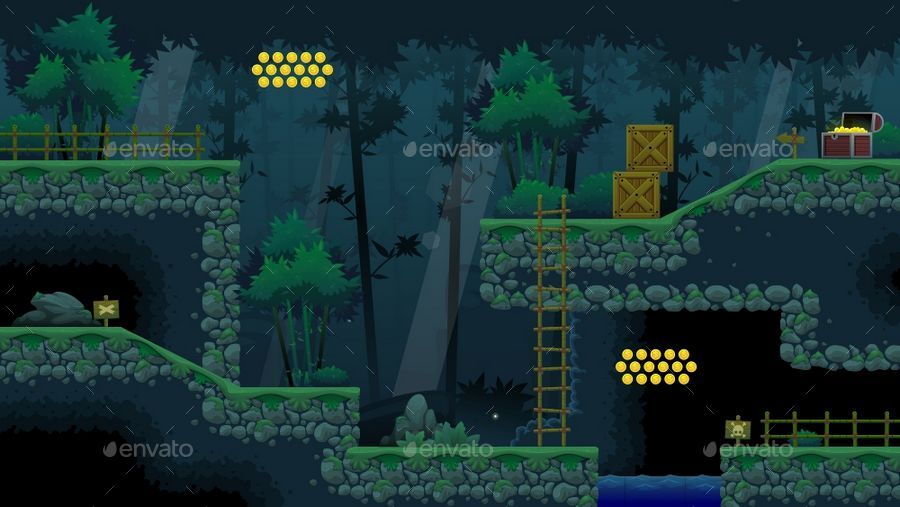 Bamboo Forest - Platformer Tileset, Game Assets | GraphicRiver