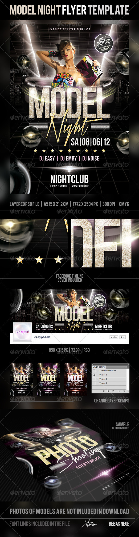 Model Night Flyer Template - Clubs & Parties Events