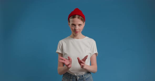 Sly Blonde Woman Conspiring Scheming Thinking Over Tricky Plan with Cunning Expression alt