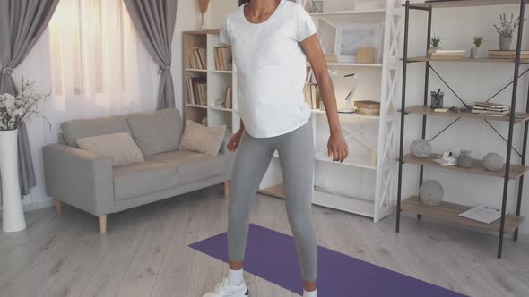 Squat Exercise Sporty Woman Home Aerobics Workout alt