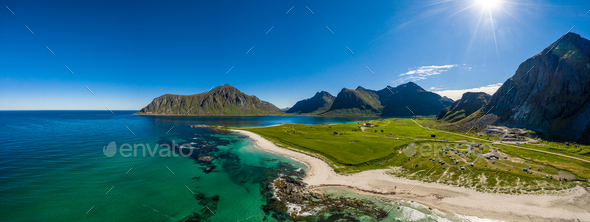 Beach Lofoten archipelago islands beach - Stock Photo - Images