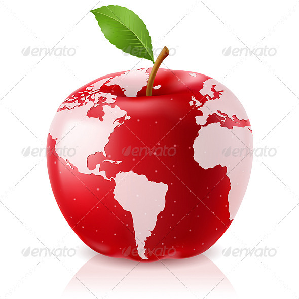 Download Red Apple World Map AI EPS Vector