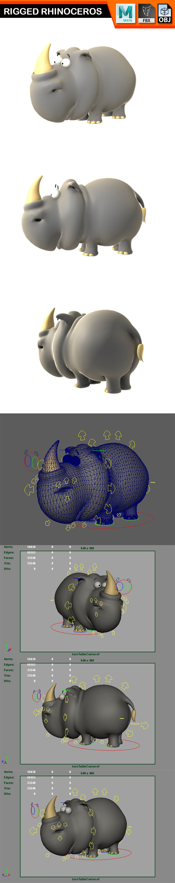 Rigged Rhinoceros Model - 3Docean 24843749