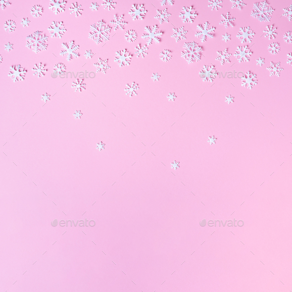 Winter composition. Christmas, new year concept. Top view. Flat lay. Winter pattern made of white - Stock Photo - Images