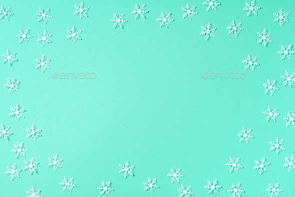 Winter composition. Christmas, new year concept. Top view. Flat lay. Winter pattern made of white - Stock Photo - Images