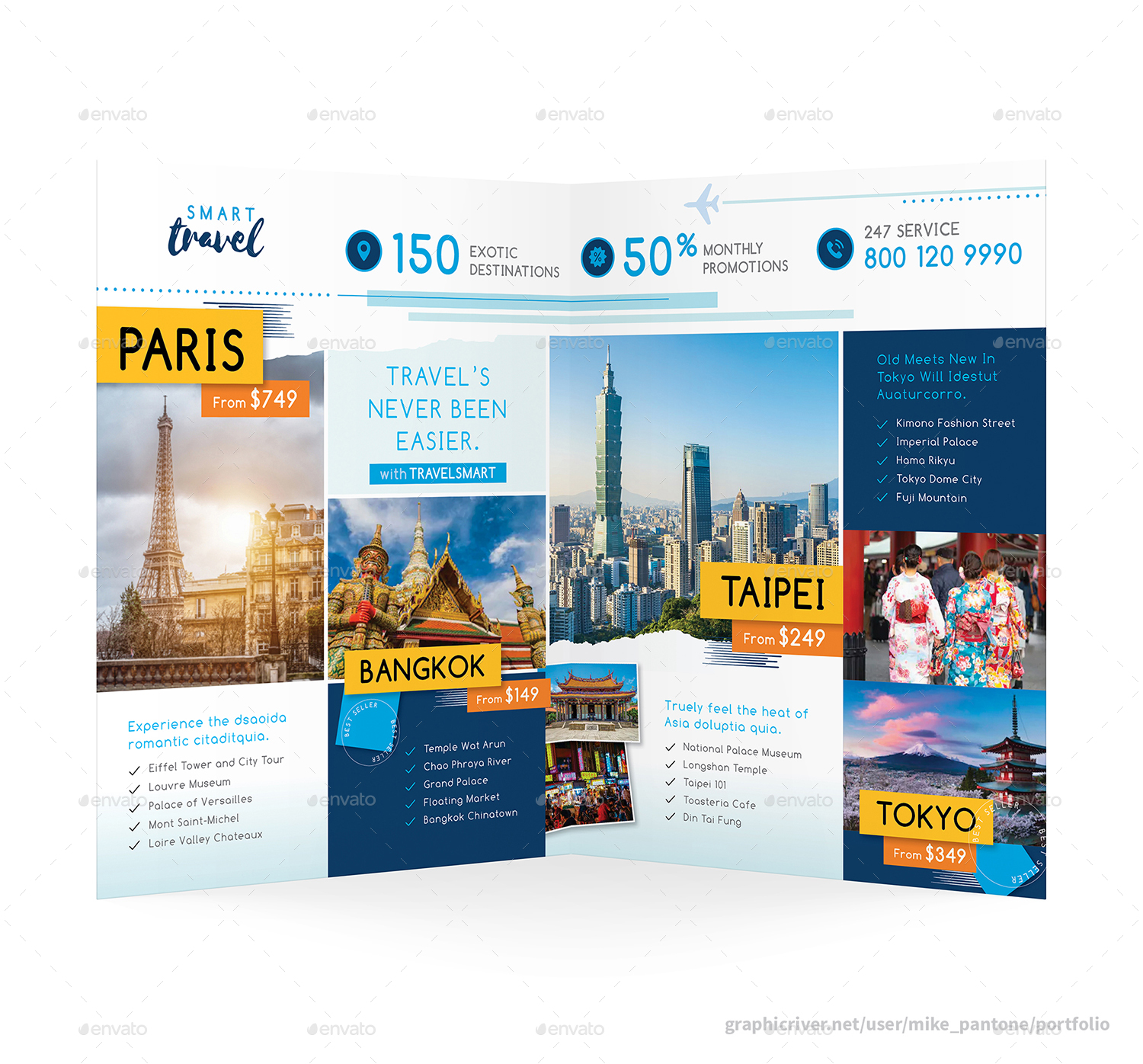 Travel Agency Bifold / Halffold Brochure 6, Print Templates | GraphicRiver