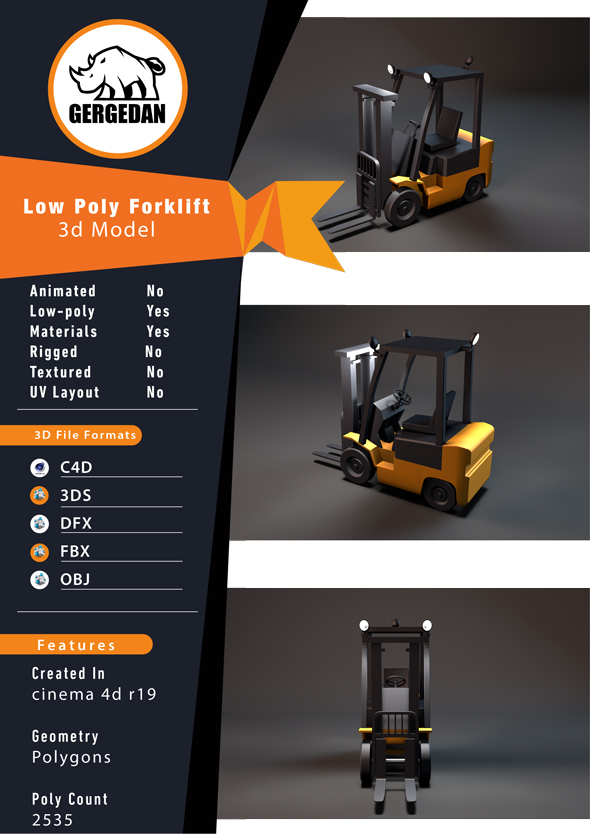 Low Poly Forklift - 3Docean 24850799
