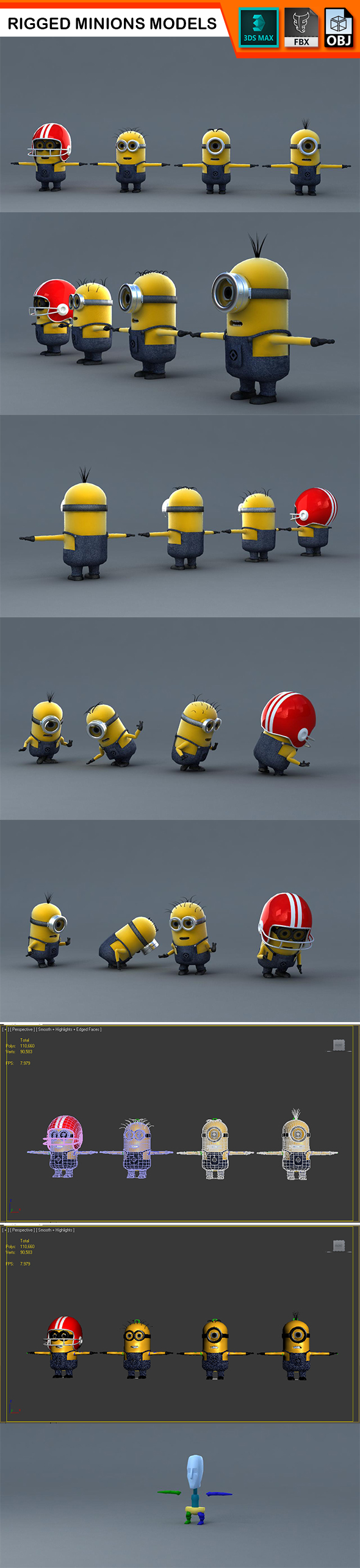 Minions Models Rigged - 3Docean 24850075