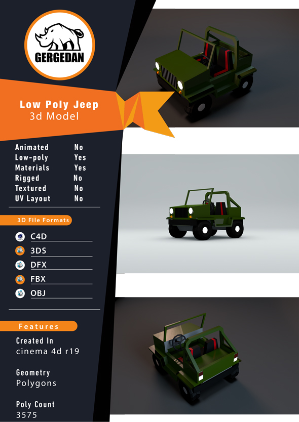 Low Poly Jeep - 3Docean 24852558