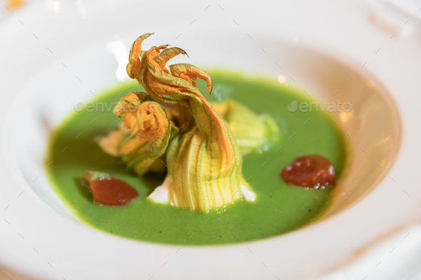 Plate of zucchini soup