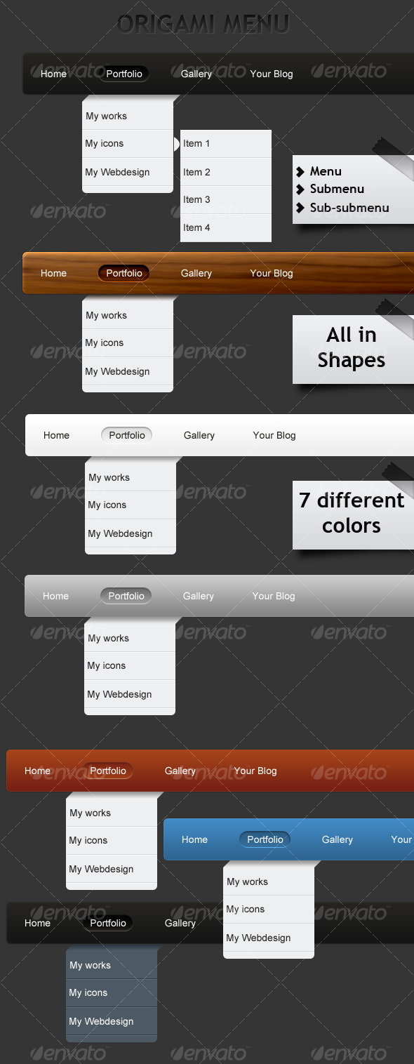 Origami Menu - Miscellaneous Web Elements