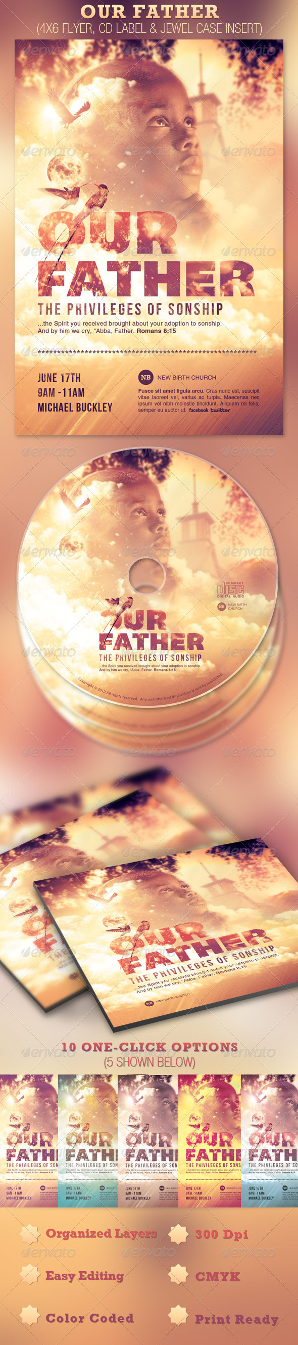 Our Father Flyer and CD Template - Church Flyers