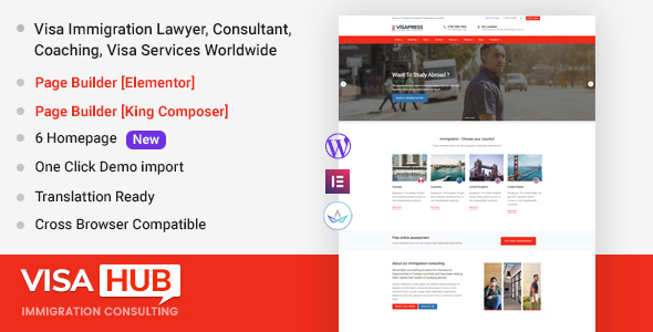 VisaHub - Immigration Consulting WordPress Theme