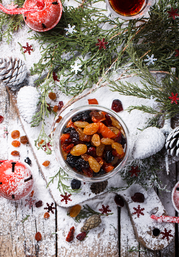 Dried fruits and candied Christmas gift.