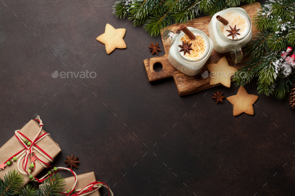 Eggnog. Traditional christmas cocktail - Stock Photo - Images