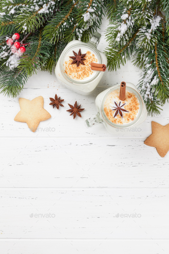Eggnog. Traditional christmas cocktail - Stock Photo - Images