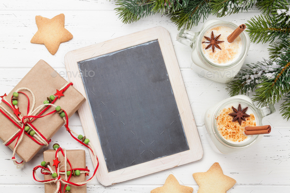 Eggnog. Traditional christmas cocktail - Stock Photo - Images