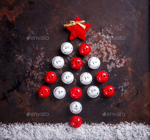 Stylized Design Christmas Tree with Xmas Toys, - Stock Photo - Images