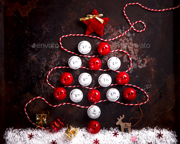 Stylized Design Christmas Tree with Xmas Toys, - Stock Photo - Images