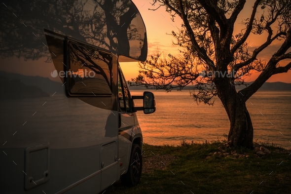 RV Camper Van Scenic Sunset